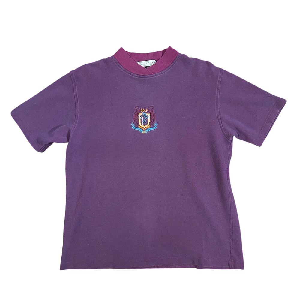 Vintage 90s Women’s Izod Club Golf Crest Textured T-Shirt Size Large Purple
